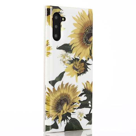 Handyhülle Silikon Hülle Gummi Schutzhülle Blumen S02 für Samsung Galaxy Note 10 Orange