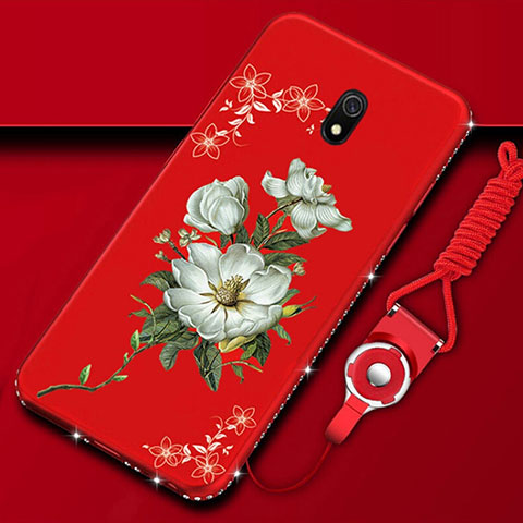 Handyhülle Silikon Hülle Gummi Schutzhülle Blumen S02 für Xiaomi Redmi 8A Rot