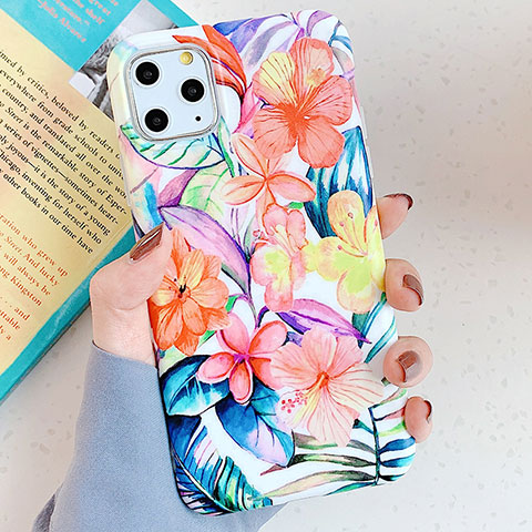 Handyhülle Silikon Hülle Gummi Schutzhülle Blumen S06 für Apple iPhone 11 Pro Max Orange