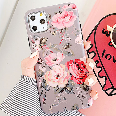 Handyhülle Silikon Hülle Gummi Schutzhülle Blumen S07 für Apple iPhone 11 Pro Rosegold