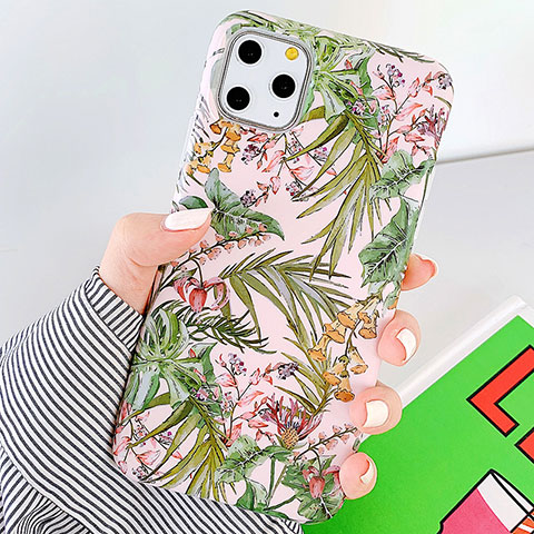 Handyhülle Silikon Hülle Gummi Schutzhülle Blumen S09 für Apple iPhone 11 Pro Grün