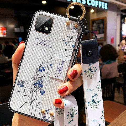 Handyhülle Silikon Hülle Gummi Schutzhülle Flexible Blumen für Huawei Enjoy 20 5G Weiß