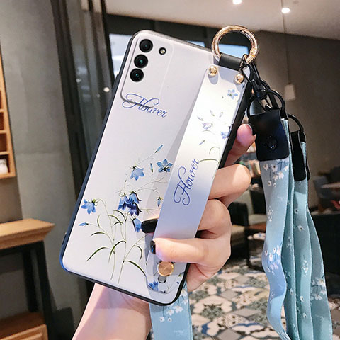 Handyhülle Silikon Hülle Gummi Schutzhülle Flexible Blumen für Huawei Honor X10 5G Weiß