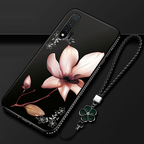 Handyhülle Silikon Hülle Gummi Schutzhülle Flexible Blumen für Huawei Nova 6 5G Braun