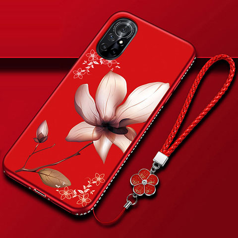 Handyhülle Silikon Hülle Gummi Schutzhülle Flexible Blumen für Huawei Nova 8 5G Rosa