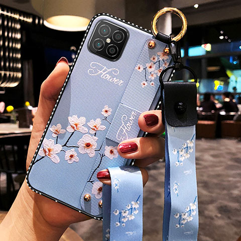 Handyhülle Silikon Hülle Gummi Schutzhülle Flexible Blumen für Huawei Nova 8 SE 5G Hellblau