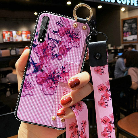 Handyhülle Silikon Hülle Gummi Schutzhülle Flexible Blumen für Huawei Y8p Violett