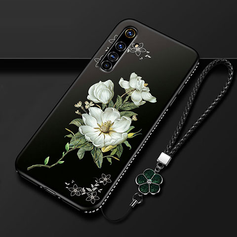 Handyhülle Silikon Hülle Gummi Schutzhülle Flexible Blumen für Realme X50 Pro 5G Weiß