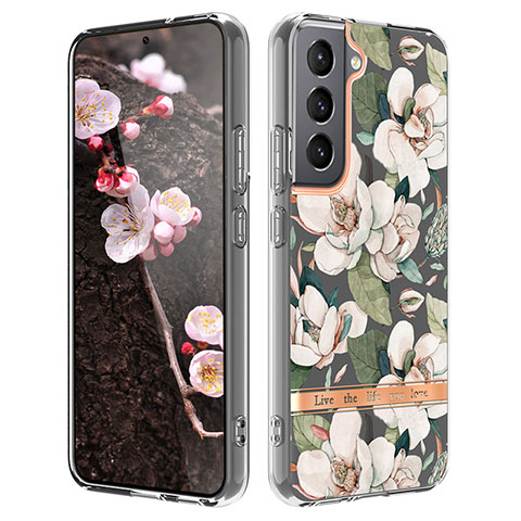 Handyhülle Silikon Hülle Gummi Schutzhülle Flexible Blumen für Samsung Galaxy S21 FE 5G Weiß