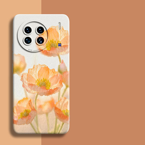 Handyhülle Silikon Hülle Gummi Schutzhülle Flexible Blumen für Vivo X90 Pro+ Plus 5G Orange