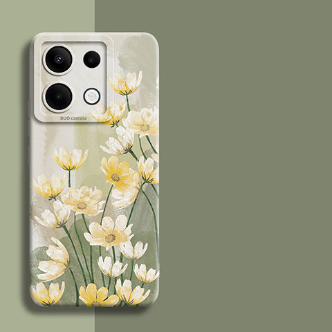 Handyhülle Silikon Hülle Gummi Schutzhülle Flexible Blumen für Xiaomi Redmi Note 13 Pro 5G Grün