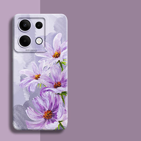 Handyhülle Silikon Hülle Gummi Schutzhülle Flexible Blumen für Xiaomi Redmi Note 13 Pro 5G Helles Lila