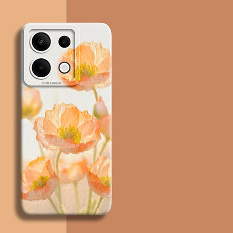 Handyhülle Silikon Hülle Gummi Schutzhülle Flexible Blumen für Xiaomi Redmi Note 13 Pro 5G Orange