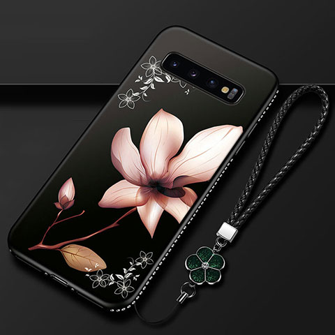 Handyhülle Silikon Hülle Gummi Schutzhülle Flexible Blumen K01 für Samsung Galaxy S10 5G Braun