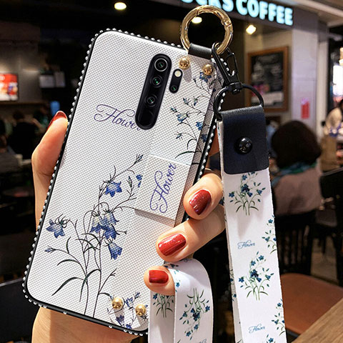 Handyhülle Silikon Hülle Gummi Schutzhülle Flexible Blumen K01 für Xiaomi Redmi Note 8 Pro Weiß