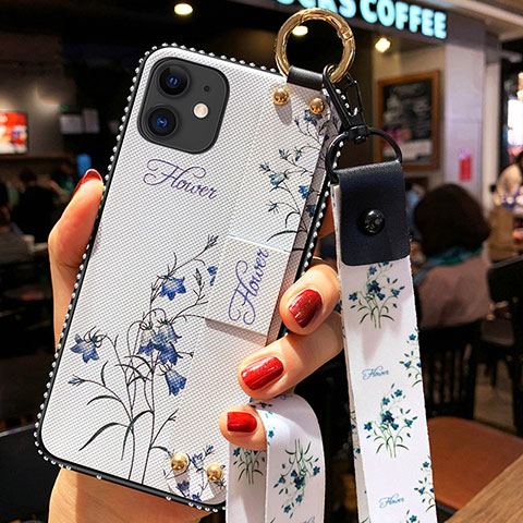 Handyhülle Silikon Hülle Gummi Schutzhülle Flexible Blumen S01 für Apple iPhone 12 Mini Weiß