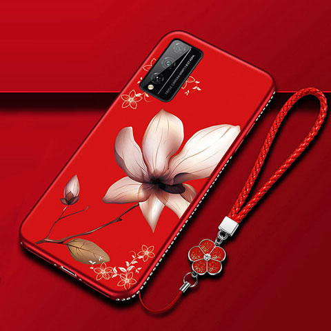 Handyhülle Silikon Hülle Gummi Schutzhülle Flexible Blumen S01 für Huawei Honor Play4T Pro Fuchsie