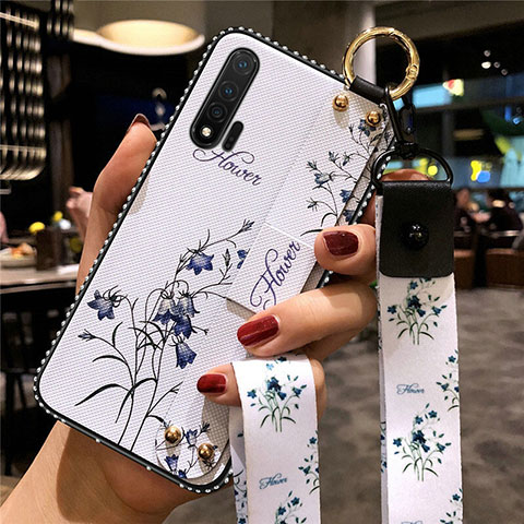 Handyhülle Silikon Hülle Gummi Schutzhülle Flexible Blumen S01 für Huawei Nova 6 5G Weiß