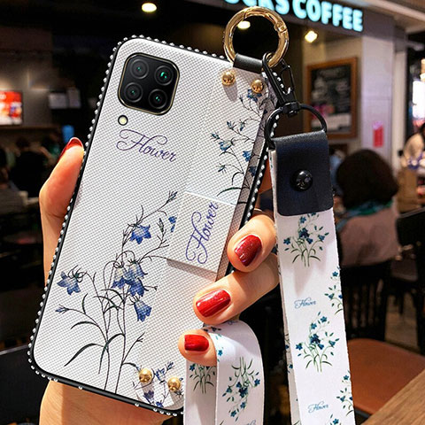 Handyhülle Silikon Hülle Gummi Schutzhülle Flexible Blumen S01 für Huawei Nova 6 SE Weiß