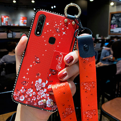 Handyhülle Silikon Hülle Gummi Schutzhülle Flexible Blumen S01 für Oppo A31 Rot