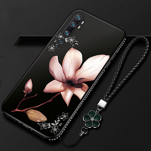 Handyhülle Silikon Hülle Gummi Schutzhülle Flexible Blumen S01 für Xiaomi Mi Note 10 Braun