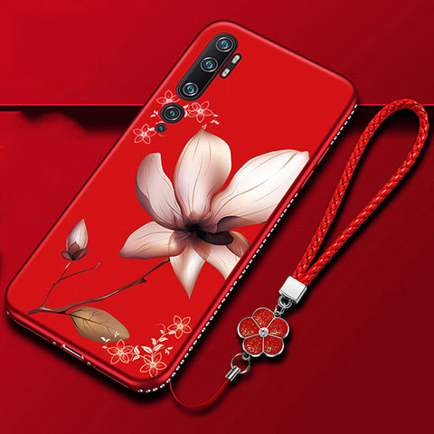 Handyhülle Silikon Hülle Gummi Schutzhülle Flexible Blumen S01 für Xiaomi Mi Note 10 Pro Fuchsie