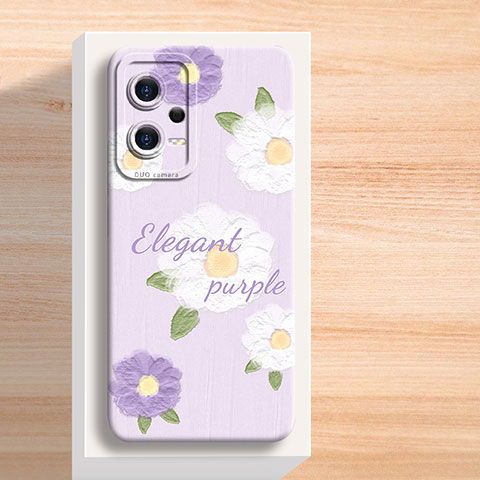 Handyhülle Silikon Hülle Gummi Schutzhülle Flexible Blumen S01 für Xiaomi Poco X5 5G Violett