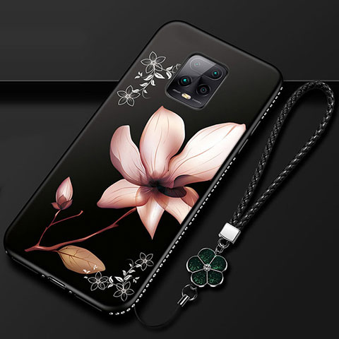 Handyhülle Silikon Hülle Gummi Schutzhülle Flexible Blumen S01 für Xiaomi Redmi 10X Pro 5G Braun