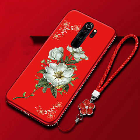 Handyhülle Silikon Hülle Gummi Schutzhülle Flexible Blumen S01 für Xiaomi Redmi Note 8 Pro Rot