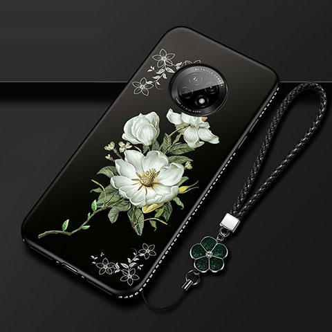 Handyhülle Silikon Hülle Gummi Schutzhülle Flexible Blumen S02 für Huawei Enjoy 20 Plus 5G Schwarz