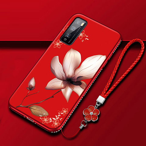 Handyhülle Silikon Hülle Gummi Schutzhülle Flexible Blumen S02 für Huawei Enjoy Z 5G Fuchsie