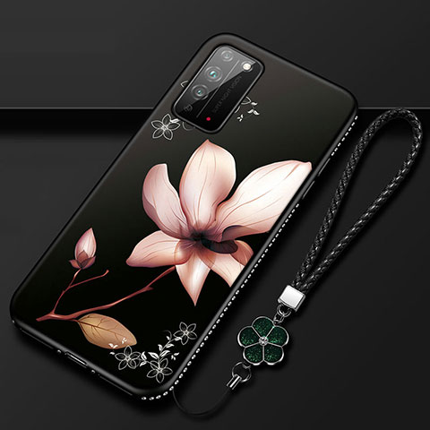 Handyhülle Silikon Hülle Gummi Schutzhülle Flexible Blumen S02 für Huawei Honor X10 5G Braun