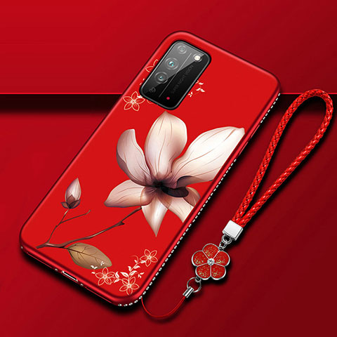 Handyhülle Silikon Hülle Gummi Schutzhülle Flexible Blumen S02 für Huawei Honor X10 5G Fuchsie