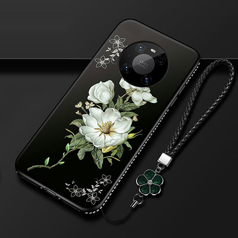 Handyhülle Silikon Hülle Gummi Schutzhülle Flexible Blumen S02 für Huawei Mate 40 Pro Schwarz