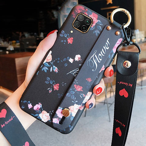 Handyhülle Silikon Hülle Gummi Schutzhülle Flexible Blumen S02 für Huawei Nova 6 SE Schwarz