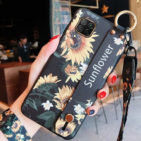 Handyhülle Silikon Hülle Gummi Schutzhülle Flexible Blumen S02 für Huawei P40 Lite Orange