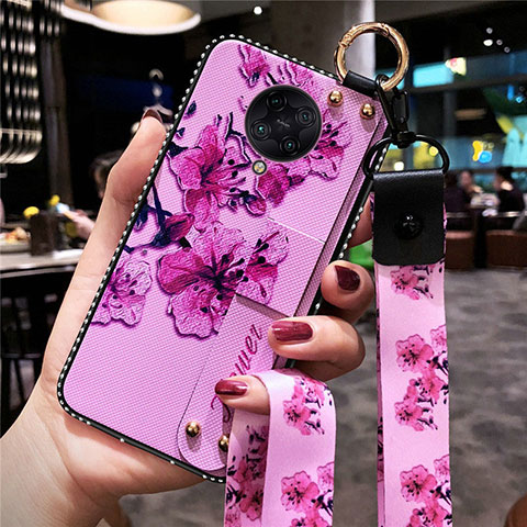 Handyhülle Silikon Hülle Gummi Schutzhülle Flexible Blumen S02 für Xiaomi Redmi K30 Pro Zoom Violett