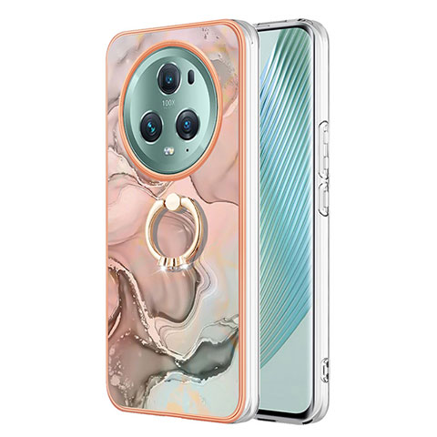 Handyhülle Silikon Hülle Gummi Schutzhülle Flexible Modisch Muster mit Fingerring Ständer Y01B für Huawei Honor Magic5 Pro 5G Rosa