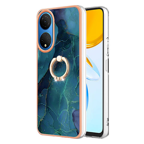 Handyhülle Silikon Hülle Gummi Schutzhülle Flexible Modisch Muster mit Fingerring Ständer Y01B für Huawei Honor X7 Grün