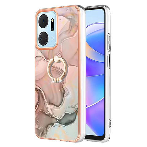 Handyhülle Silikon Hülle Gummi Schutzhülle Flexible Modisch Muster mit Fingerring Ständer Y01B für Huawei Honor X7a Rosa