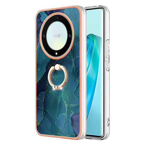 Handyhülle Silikon Hülle Gummi Schutzhülle Flexible Modisch Muster mit Fingerring Ständer Y01B für Huawei Honor X9a 5G Grün