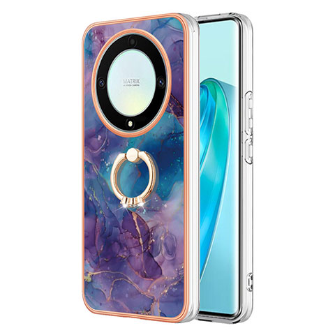 Handyhülle Silikon Hülle Gummi Schutzhülle Flexible Modisch Muster mit Fingerring Ständer Y01B für Huawei Honor X9a 5G Violett