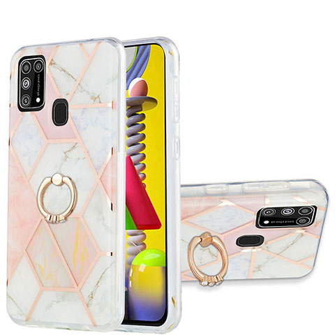 Handyhülle Silikon Hülle Gummi Schutzhülle Flexible Modisch Muster mit Fingerring Ständer Y01B für Samsung Galaxy M31 Rosa