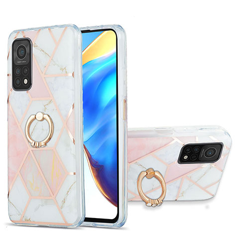 Handyhülle Silikon Hülle Gummi Schutzhülle Flexible Modisch Muster mit Fingerring Ständer Y01B für Xiaomi Mi 10T 5G Rosa