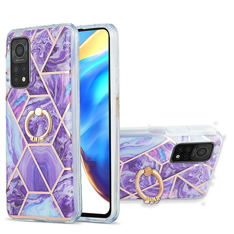 Handyhülle Silikon Hülle Gummi Schutzhülle Flexible Modisch Muster mit Fingerring Ständer Y01B für Xiaomi Redmi K30S 5G Violett