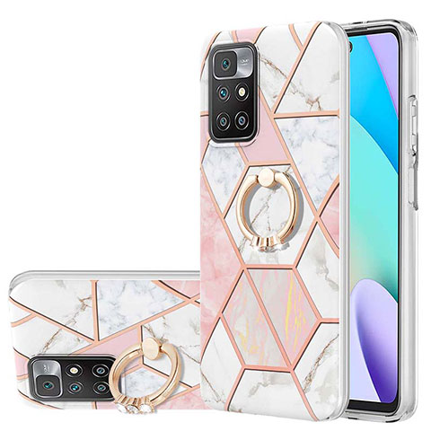 Handyhülle Silikon Hülle Gummi Schutzhülle Flexible Modisch Muster mit Fingerring Ständer Y01B für Xiaomi Redmi Note 11 4G (2021) Rosa