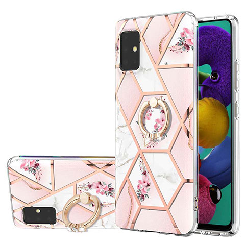 Handyhülle Silikon Hülle Gummi Schutzhülle Flexible Modisch Muster mit Fingerring Ständer Y02B für Samsung Galaxy M40S Rosa