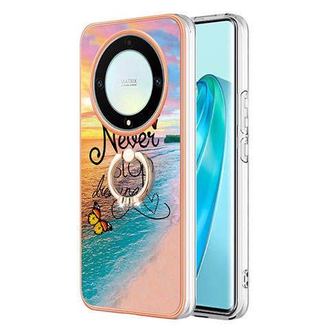 Handyhülle Silikon Hülle Gummi Schutzhülle Flexible Modisch Muster mit Fingerring Ständer Y03B für Huawei Honor X9a 5G Plusfarbig