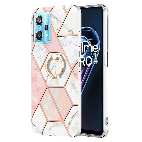 Handyhülle Silikon Hülle Gummi Schutzhülle Flexible Modisch Muster mit Fingerring Ständer Y04B für Realme 9 Pro 5G Rosa