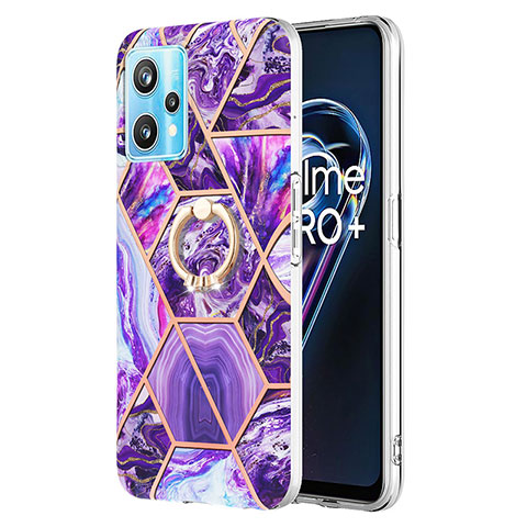 Handyhülle Silikon Hülle Gummi Schutzhülle Flexible Modisch Muster mit Fingerring Ständer Y04B für Realme Q5 5G Violett